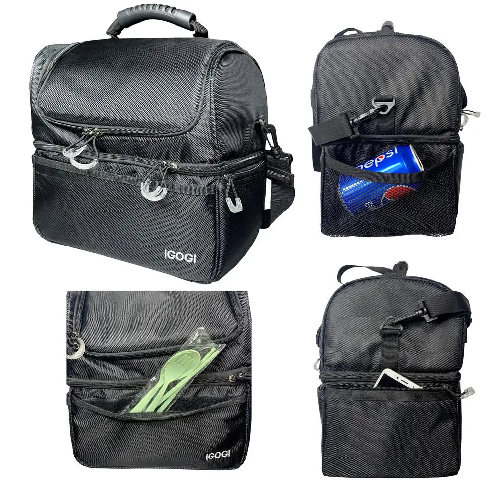 IGOGI Adult Lunch Box Insulated Lunch Bag Large Cooler Tote Bag for Men Women Double Deck Cooler