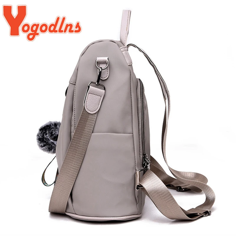 Yogodlns Fashion Backpack Women Waterproof Oxford Rucksack Hairball Teenager School Bag Travel Large Capacity Backpack Mochila