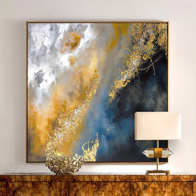 

Hand-painted Oil Painting Abstract Modern Scandinavian Style Living Room Restaurant Decorative Painting Meter Box Light Luxury M