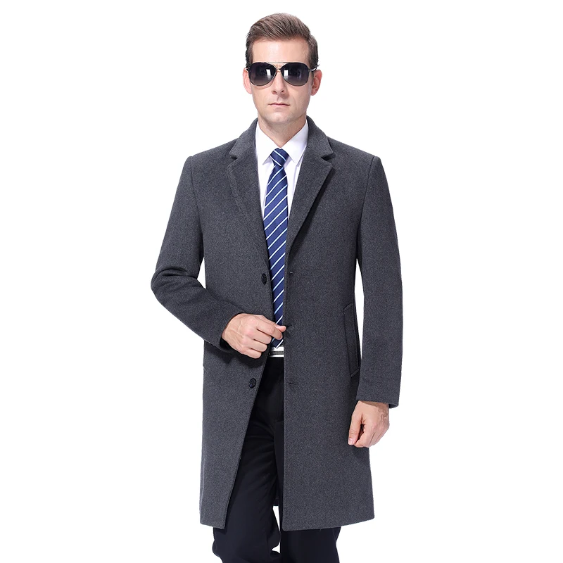 2022 Men Wool Coat Winter Warm Woolen Long Coat Autumn Mens Overcoat Cashmere Coat Peacoat Wool Blend Long Jacket Korea Style