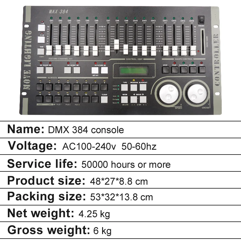 DMX Controller 384 Console Stage Lighting Controller DJ Disco Light Equipment per faretti Led Par a testa mobile