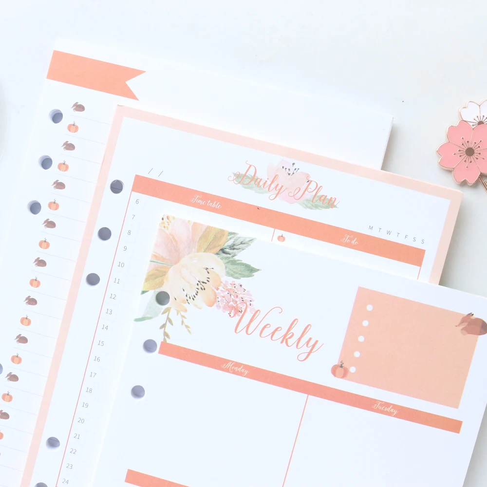 Domikee cute candy 6 holes filling inner paper sheets for binder spiral notebook stationery: daily weekly planner list A5A6