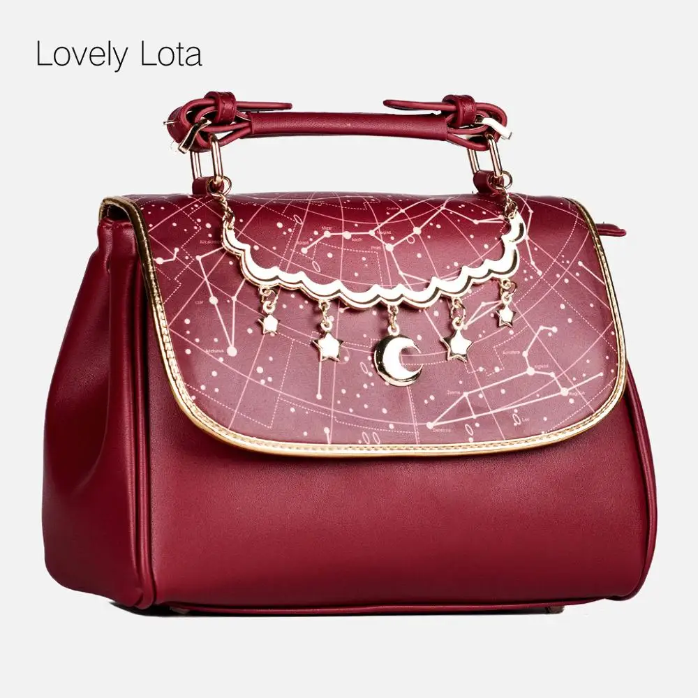 Japanese student sweet lolita backpack vintage falbala cute bowknot love kawaii girl Constellation bag temperament girl