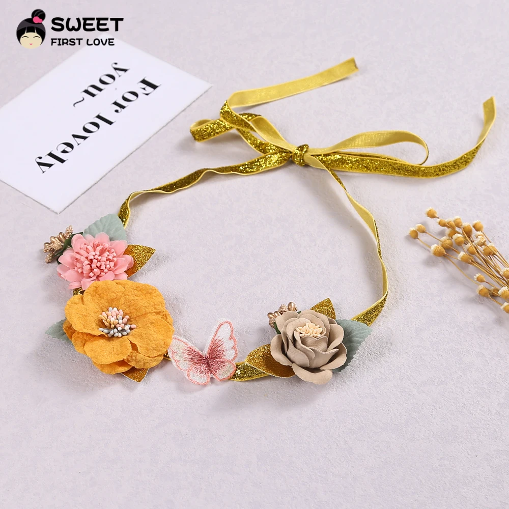 Fashion Bohemian Bride Flower Wreath Headbands Baby Girl Floral Crown Wedding Garland  hair bands for children Hair Accessorie