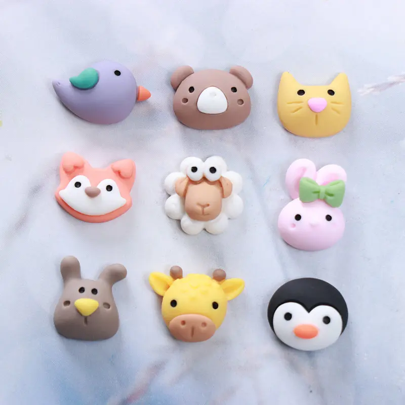 30Pcs Cartoon Sheep Penguin Animal Mini Crafts Resin DIY Earrings Hairpin Flat Back Decor Supplies Kawaii Miniature Art Applique