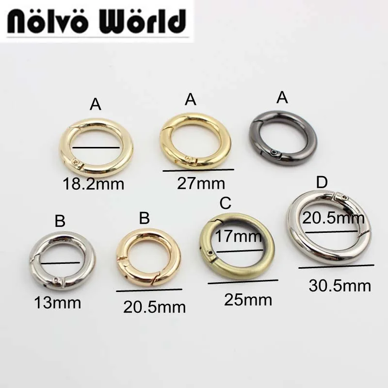 Nolvo World-anillo abierto de aleación de metal, accesorios de suspensión, bolsas pequeñas, 5 colores, 4 tamaños, 13mm, 17mm, 18,2mm, 20,5mm, 50