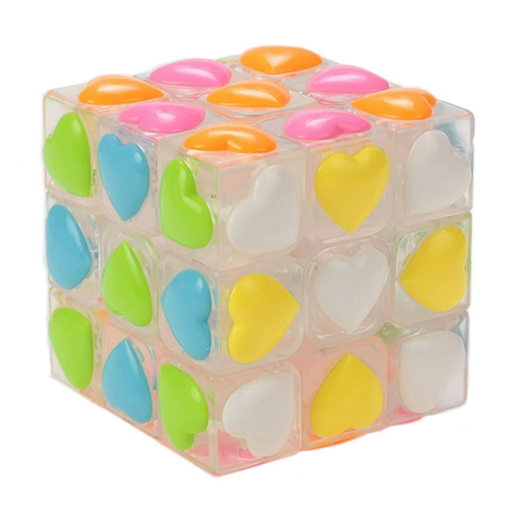 BabeLeMi Stickerless Love Heart 3x3x3 Magic Cube Speed Puzzle Cubes Special Educational Toys For Kids Child