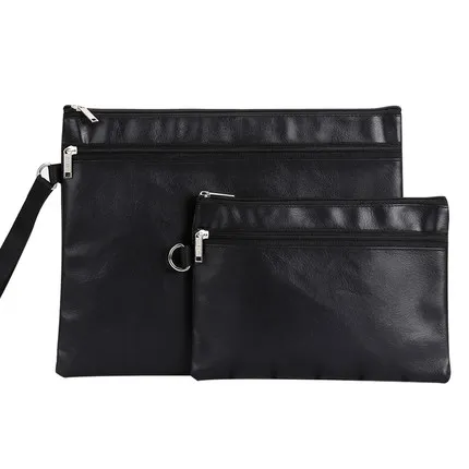 Bolsa impermeable de cuero PU con cremallera para hombre, bolsa portátil para documentos, A4, A5