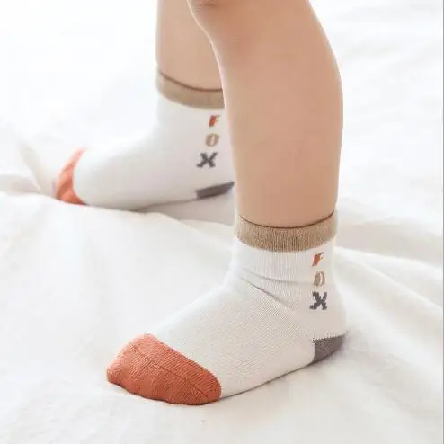 5Pairs/lot Spring and autumn new baby  tube socks combed cotton cartoon  loose mouth infant newborn animal stripe socks