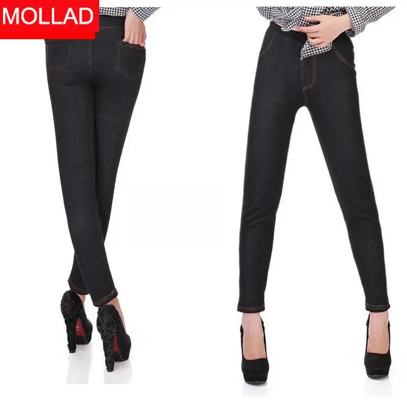 Mùa Đông Quần Legging Nữ Làm Dày Ấm Quần Jegging Quần Jean Size Lớn Nữ Trang Bên Trong Giả Denim Quần 5xl Nhiệt Quần Legging