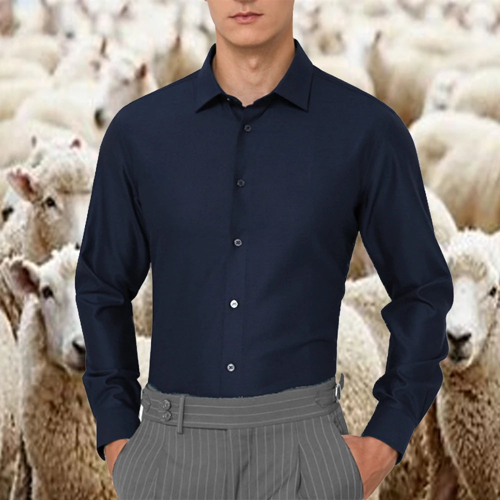 

2023 Luxury Heavy Wool Dress Shirts For Men Shirt Warm Spring Autumn Business Shirts Comfortable Wrinkle Resistant Dress Shirt