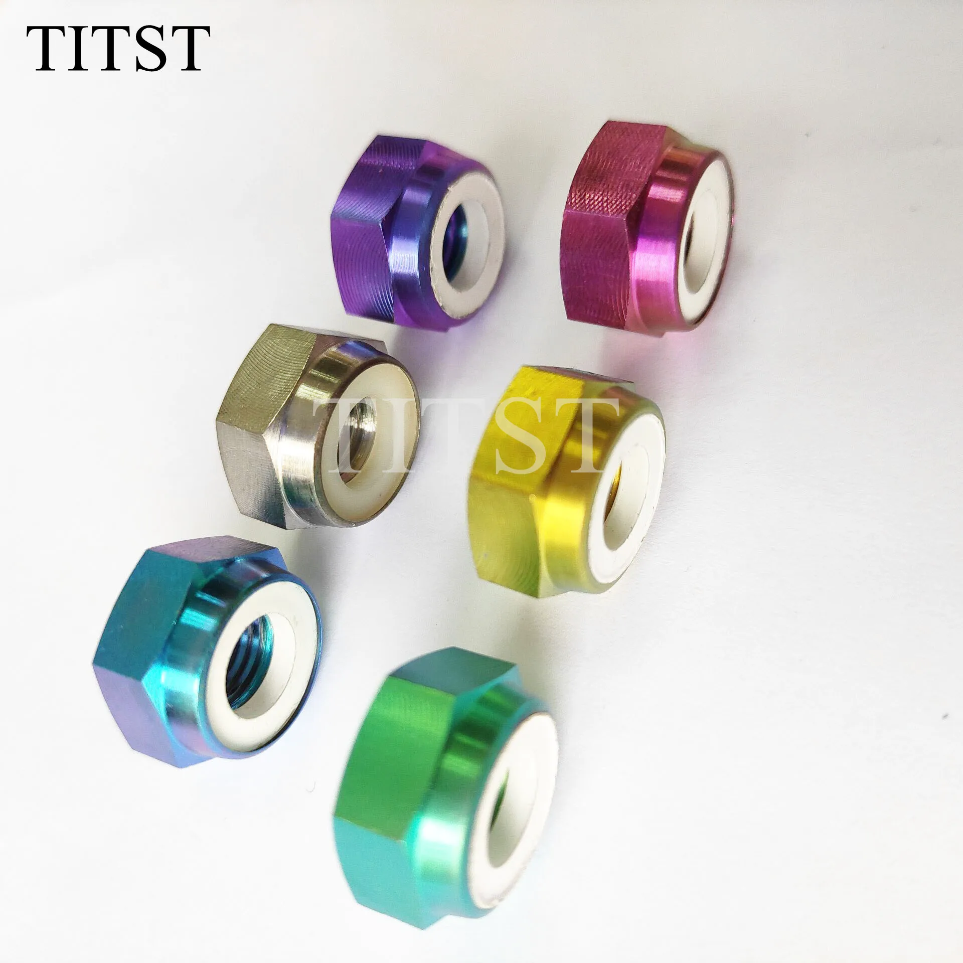 TITST DIN985 M8 Hex Nylon Insert Titanium Nylock Lock Nuts  ( one lot = 10pcs )