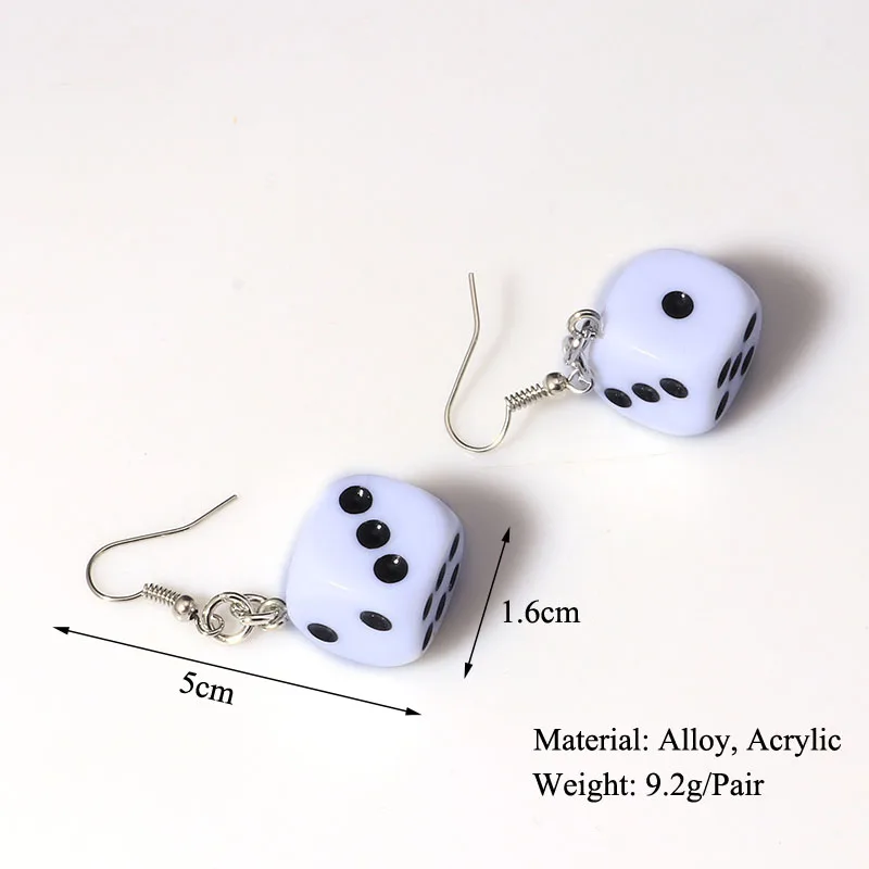 Aihua Heißer Verkauf Weiß Schwarz Farbe Platz Würfel Ohrringe für Frauen Lustige Digitale Würfel Ohrringe Femme Bijoux Brincos Berloques – Detail 1