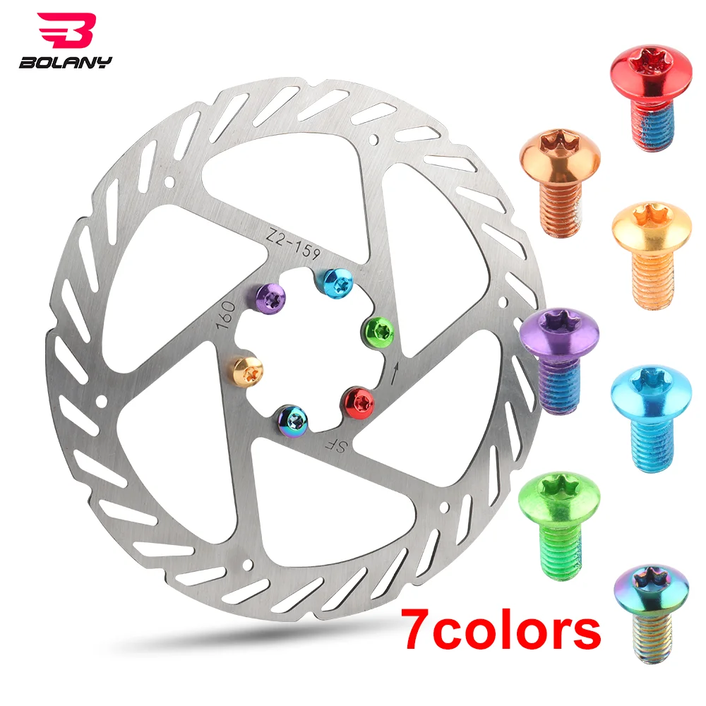 BOLANY 12Pcs Bicycle Brake Disc Screws Colorful Rotor Bolts Steel M5*10mm 1.8g For MTB Bike Cycling Fixing Accessories