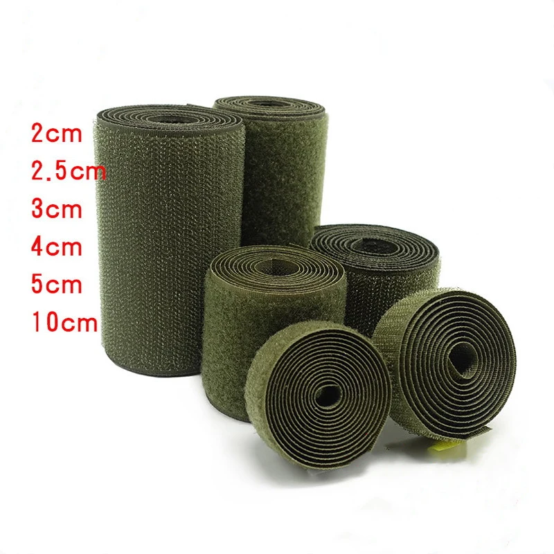 Army Green Magic Tape Nylon Hasp Uses Clothing Luggage Children's Supplies Backpack Decoration With Loop Hook 2cm3cm4cm5cm10cm