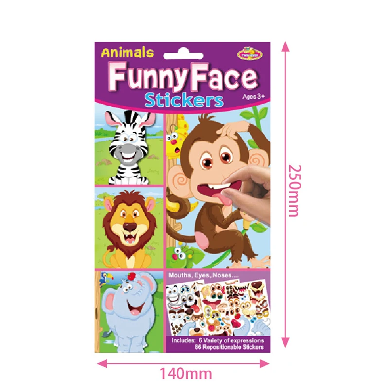 Children DIY Make a Face Sticker Books for Kids Toddlers New Puzzle Games Fun Toys Gift Cartoon Animal Princess Reusable Sticker