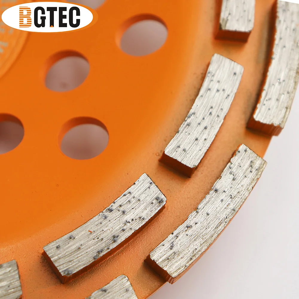 BGTEC 2pcs M14 Dia180mm Diamond Double Row Grinding Cup Wheel Polishing Tile Concrete Granite Marble Angle Grinder Milling Disc