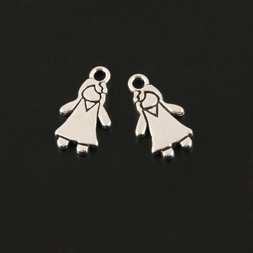 25pcs Charms Lovely Little Girl And Boy Lover Silver Color Pendant For Fit DIY Handmade Jewelry Making Accessorie