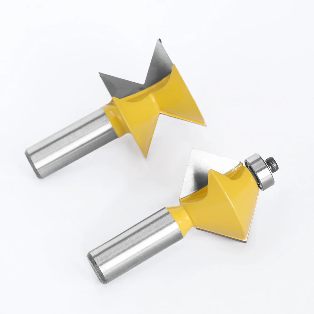 2pcs 12 MILLIMETRI 1/2 "Shank 90 Gradi V disegno Tingue Scanalatura Bordo Banding Router Bit Set Piastra di Giunzione la lavorazione del legno Fresa 079