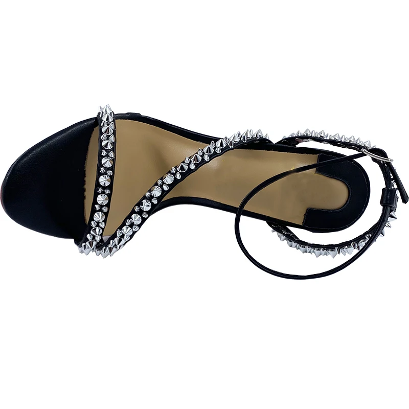 2021 New Arrival letni Top Fashion czarny matowy skórzany srebrny szpilki Sexy kobiety sandały buty