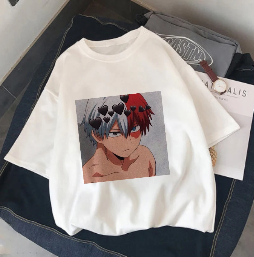 T-shirts de manga curta básico das senhoras do camiseta das mulheres da parte superior do harajuku da cópia de katsuki bakugou