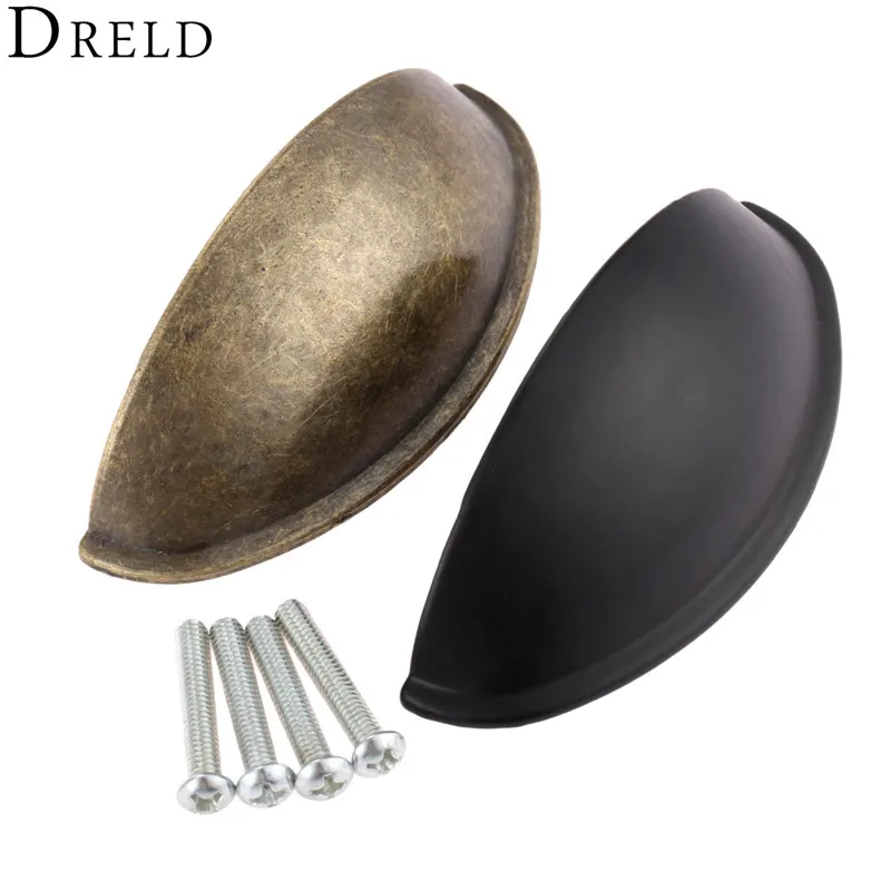 DRELD 80*30Mm Retro โลหะห้องครัวตู้ลิ้นชักประตูจับเฟอร์นิเจอร์ Knobs ฮาร์ดแวร์เหล็กโบราณตู้เชลล์จับ