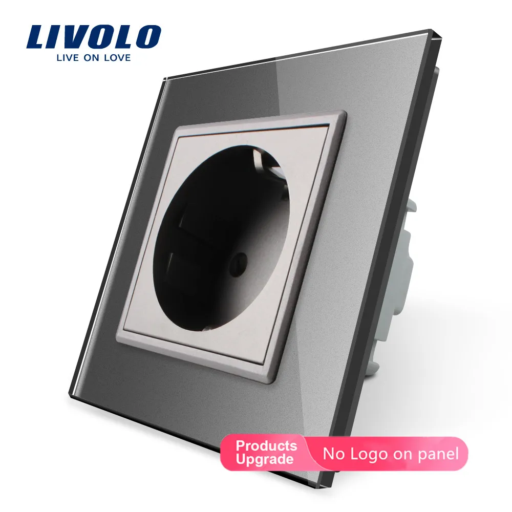 Livolo EU Standard Power Socket, AC 110~250V 16A Wall Power Socket, VL-C7C1EU-13, Grey Color