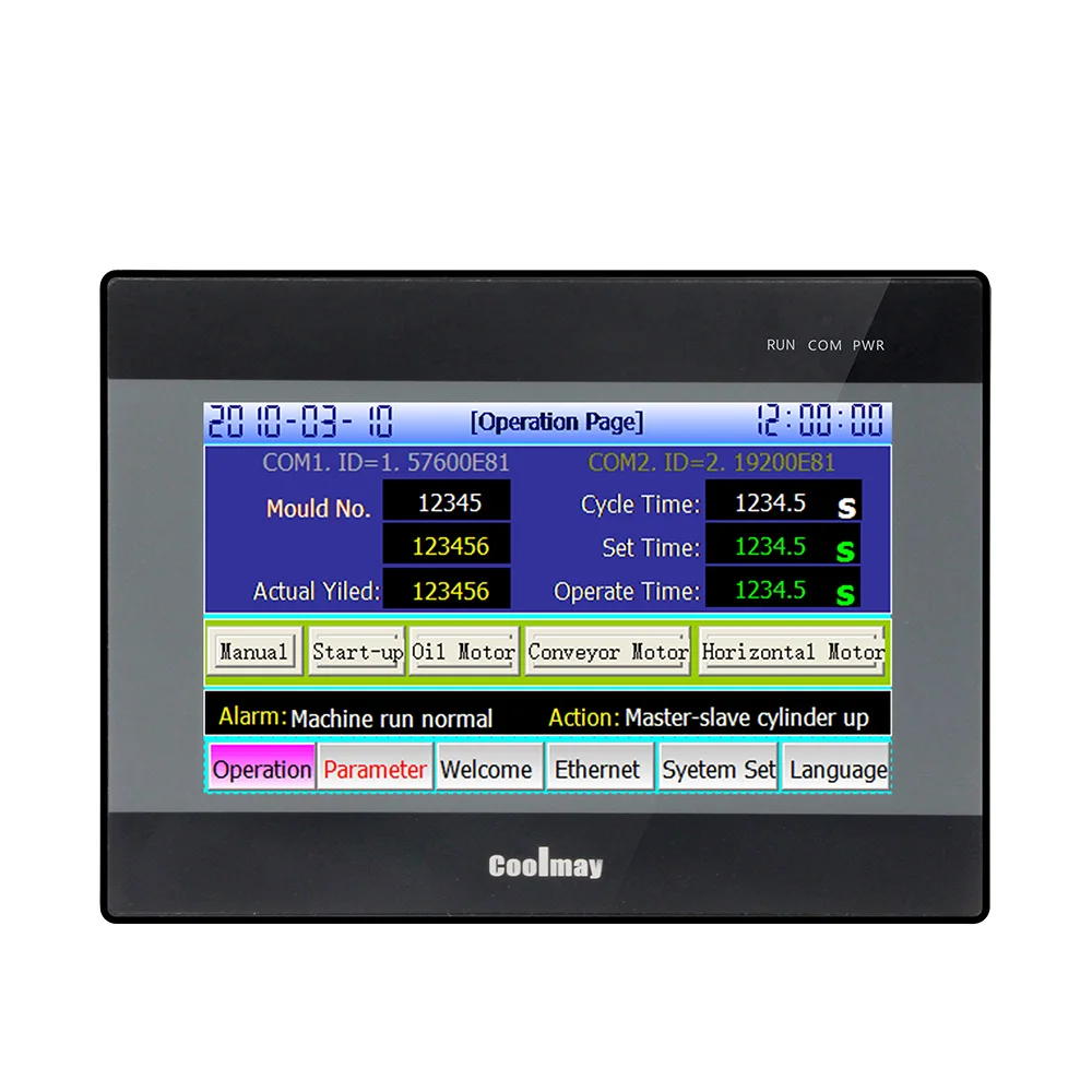 Imagem -03 - Coolmay Qm3g70fh44mrt-485p 232h Polegada 24di 20do Plc de Programação com Painel de Toque Hmi Integrado