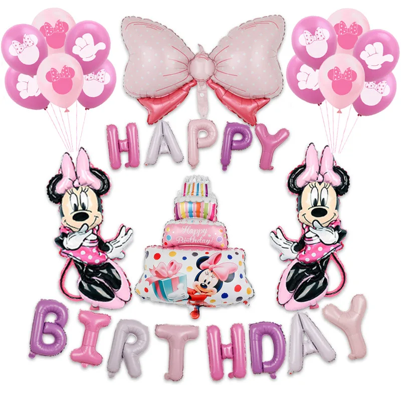 Disney Minnie Mickey Aluminum foil latex Balloon set for Birthday party Diy balloon decortaion boy girl baby favor party decor