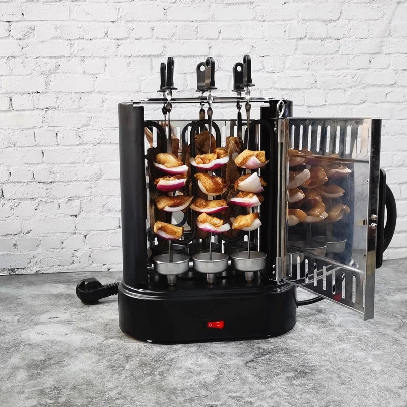 220V 1000W Smokeless Electric Grill Vertical automatic rotary Rotisserie Meat BBQ Kebab Rotating Chiken Skewer Small Oven