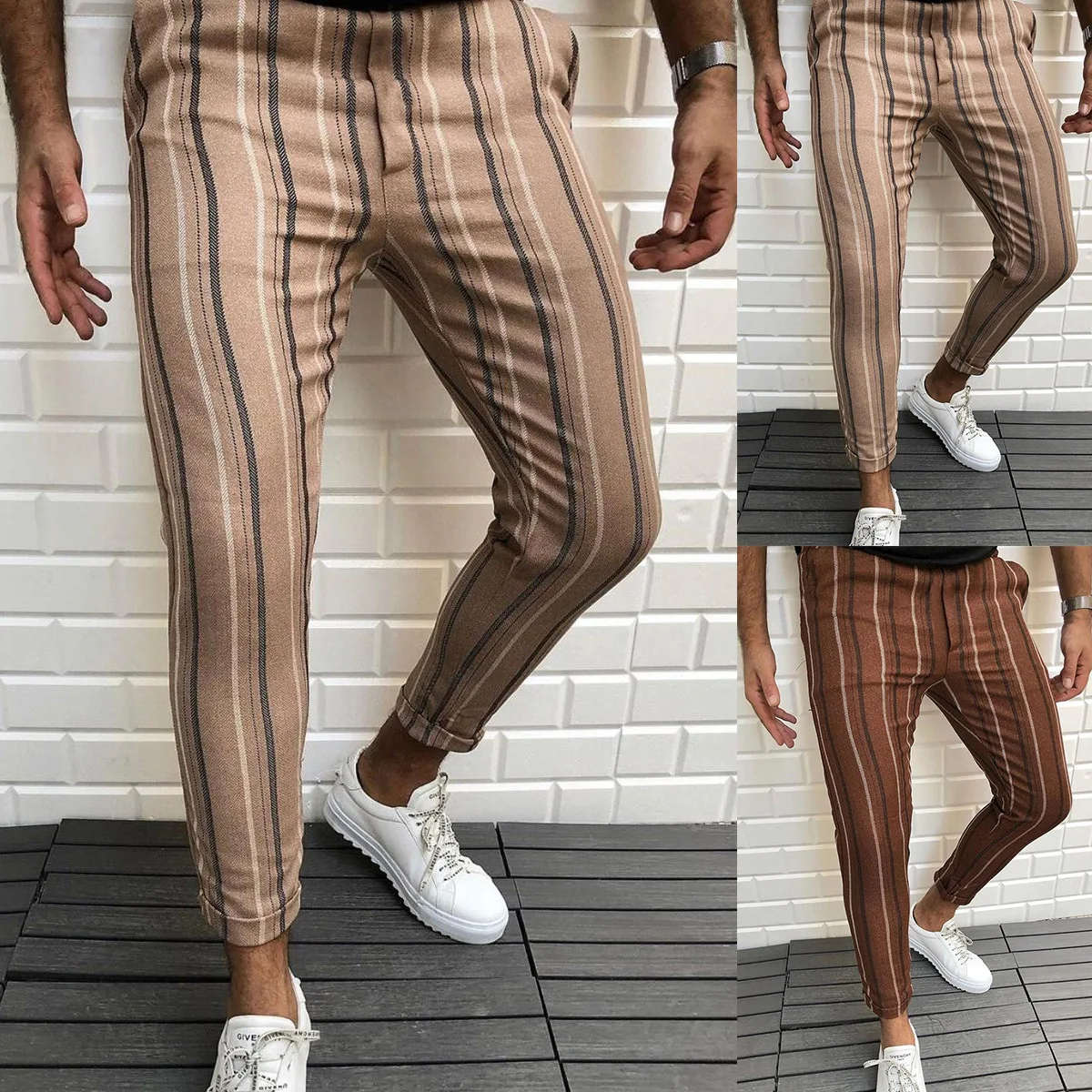 

Autumn Europe and The United States Exclusively for New Style of Men's Striped Print Casual Pants