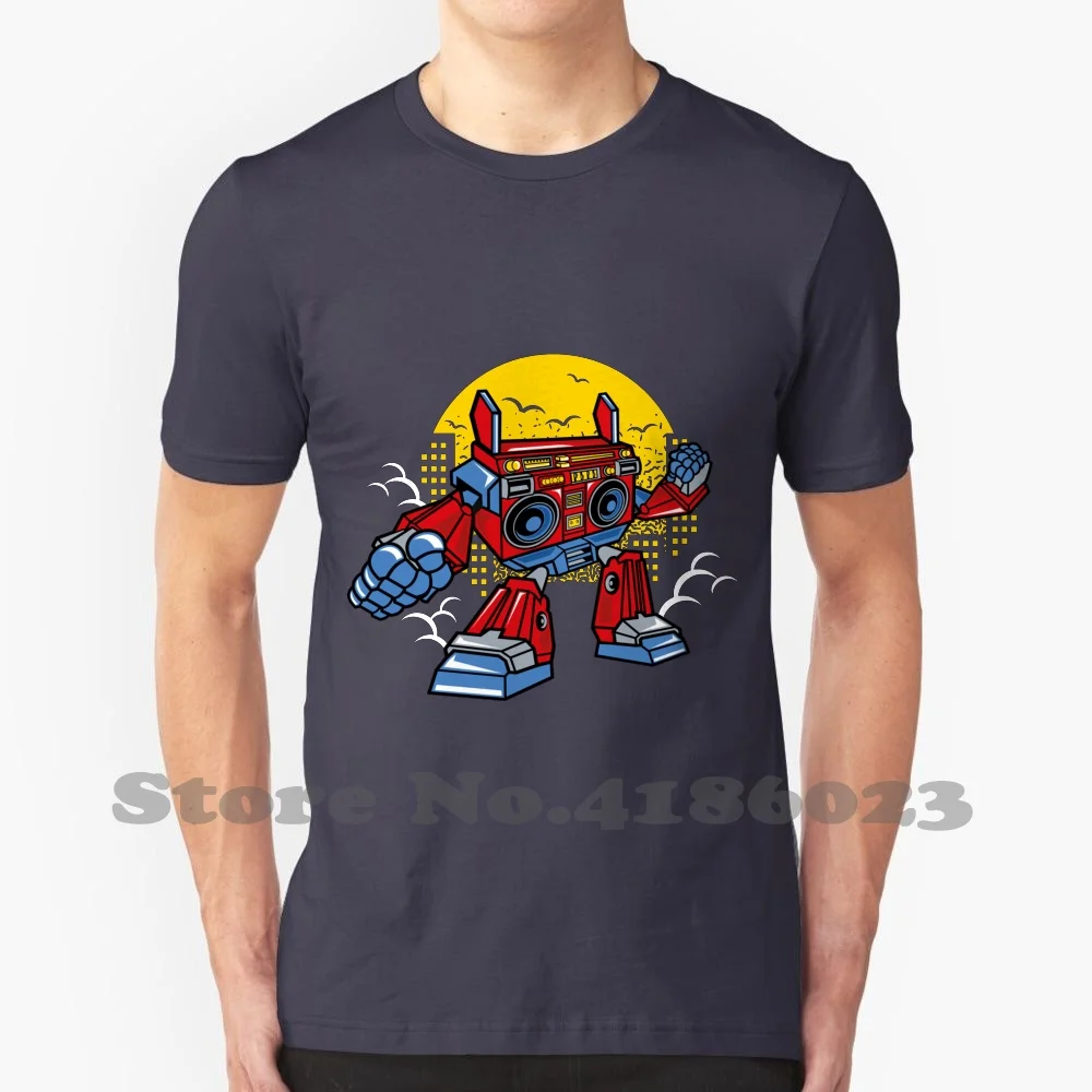 Boombox Robot 100% Cotton T-Shirt Boombox Sound Music Robot Tecnology