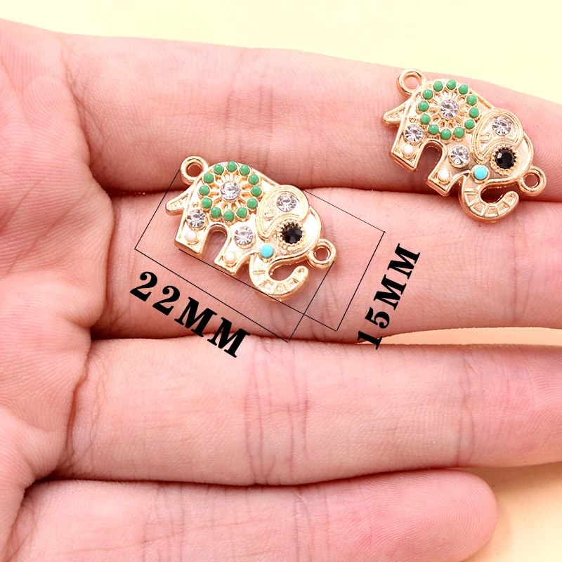 8pcs/lot Enamel Elephant Connector Charm Metal Pendants DIY Necklaces Bracelets Jewelry Handicraft Accessories