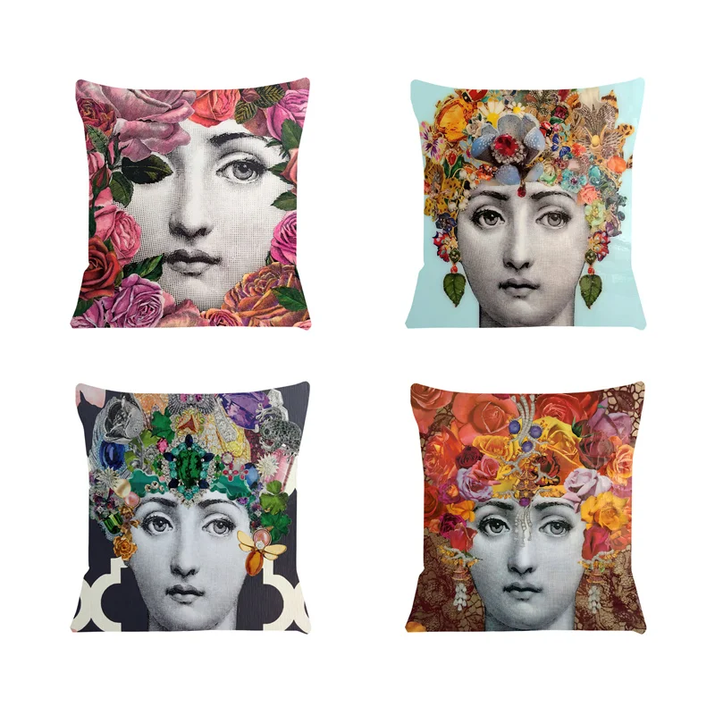 Woman Portrait Cushion Cover  For Safe Decorate Pillow Case Home Decorative Throw Pillow Cover Car Pillow chair SJ-155