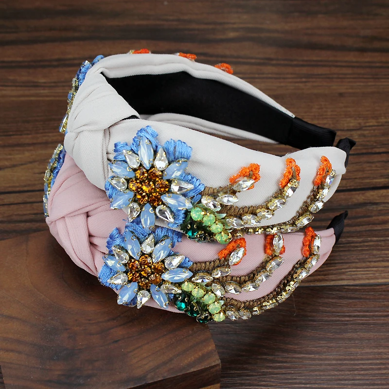 Handmade Luxury Crystal Sunflower Headbands Women Baroque Headdress Rhinestone Boho Hairbands For Wedding Party Hair Accessories