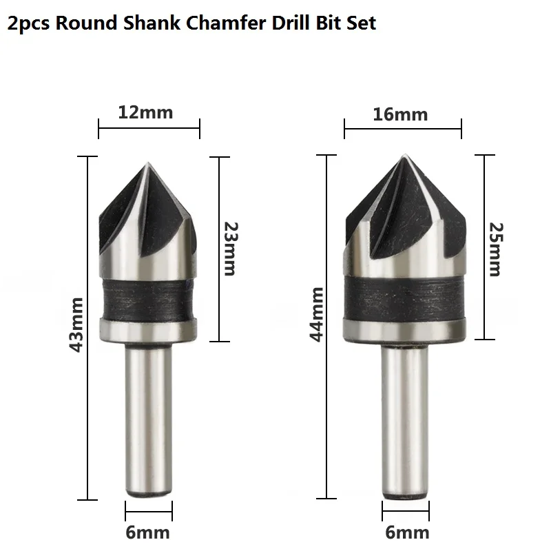 XCAN 82 Degrees Chamfer Drill Bit Set 12/16/19mm 5 Flute Wood working Drill Bit Cutter Countersink Drill Bit Set