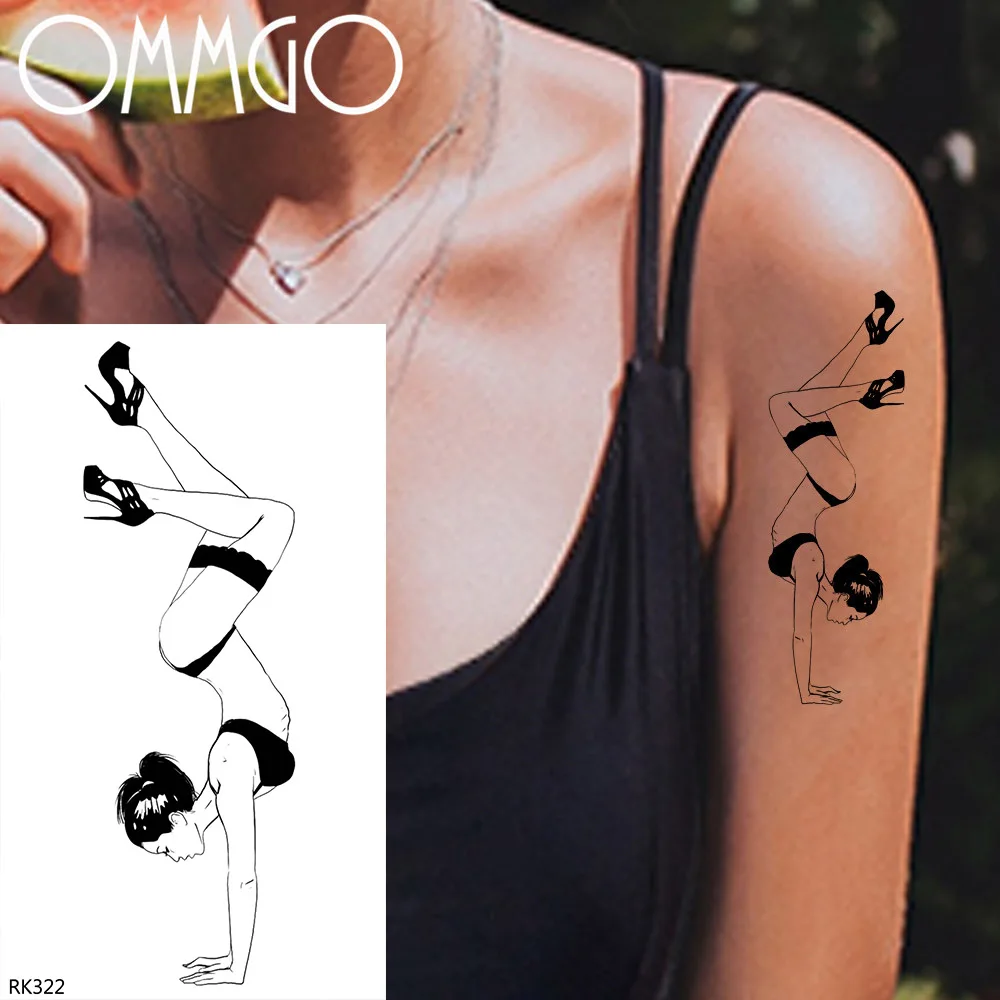 Sexy Dance Girl Women Adult Temporary Tattoos Sticker Body Art Shoulder Tatoo Paper Disposable Water Transfer Fake Tattoo Paste