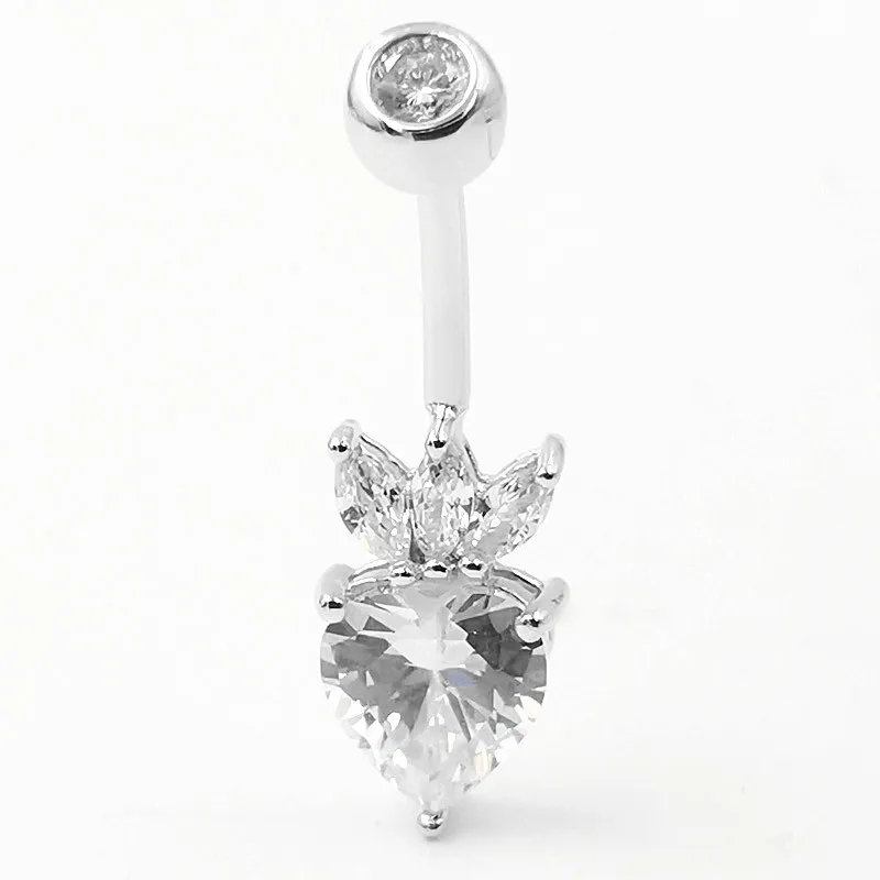 Silver 925 New Heart Belly Button Navel Piercing Women Jewelry Body Decorations Rod Long 6 8 10MM Sexy Charming Accessories