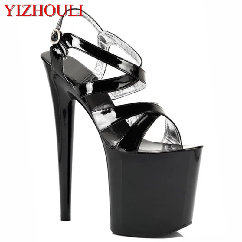 

Women Summer Peep Toe Shoes White Black Platform Soft PU Sandals Lady High-Heeled Shoes Thick Heel Solid Dance Shoes