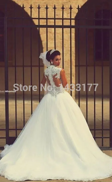 فستان Sweetheart Saudi Arabic Backless Winter Appliques Beaded Bodice Sheer Ball Gown Tulle Bridal Gowns Bespoke Wedding Dresses