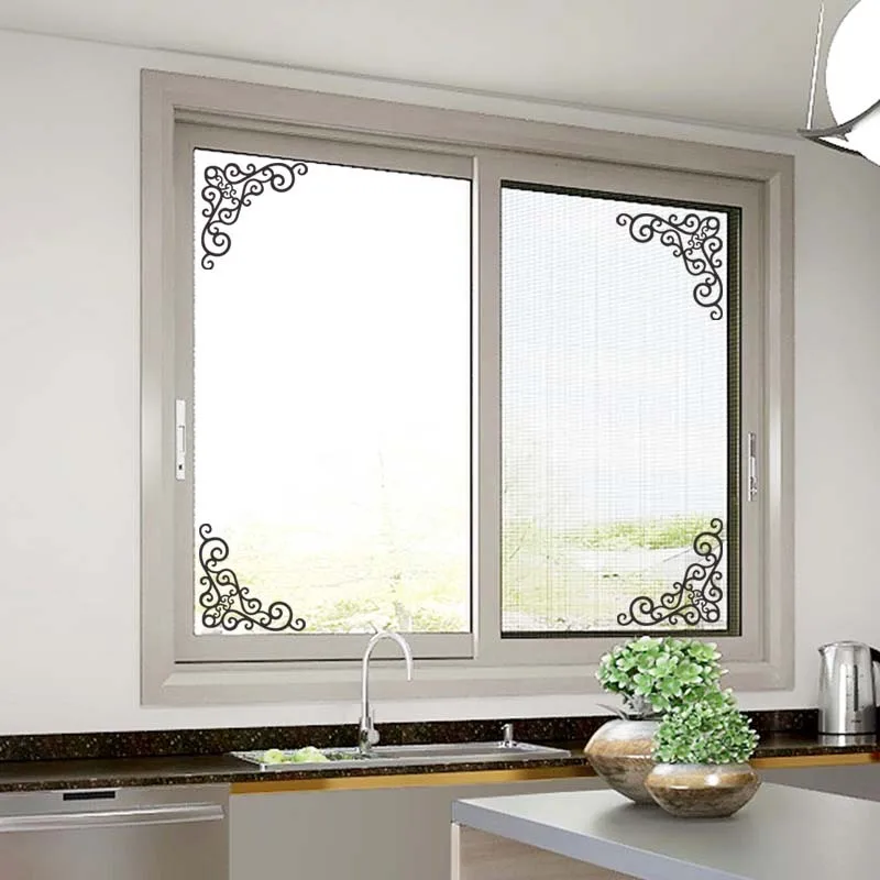 Black Iron Style Pattern Wall Sticker Show Window Corner Cabinet Home Decoration Mural Room Background Decor Removable Wallpaper