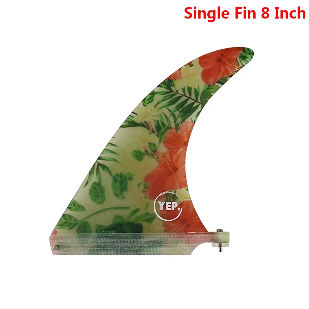 

Longboard Fin 8 inch Central Quilha Polished flower pattern Single Fin Fiberglass Surfboard Fin 1pc Centre Surfing Fin Accessory