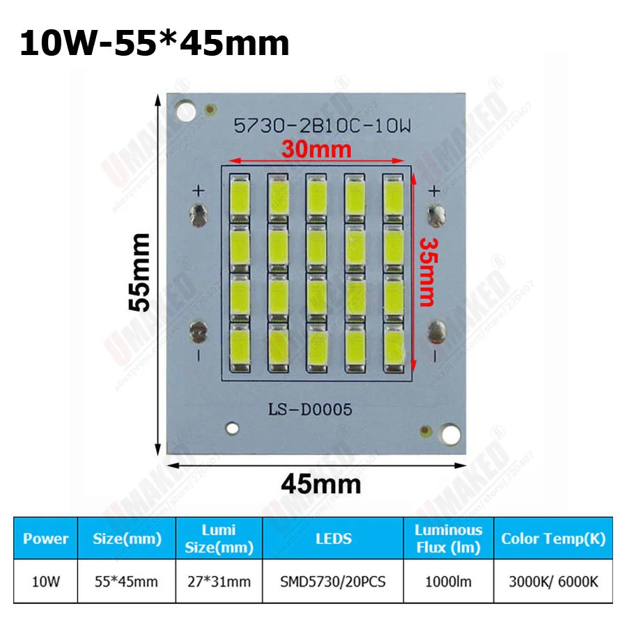 10PCS Full Power LED Floodling PCB 10W 20W 30W 50W 70W 100W 150W 200W SMD5730 led PCB board Aluminum plate for led floodlight