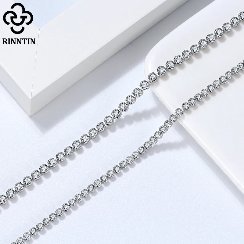 Imagem -04 - Rinntin Colar de Tênis Italiana Corrente de 2.5 mm 3.0 mm com Moldura de Zircônia Cúbica para Mulheres Prata Esterlina 925 Joia com Corrente