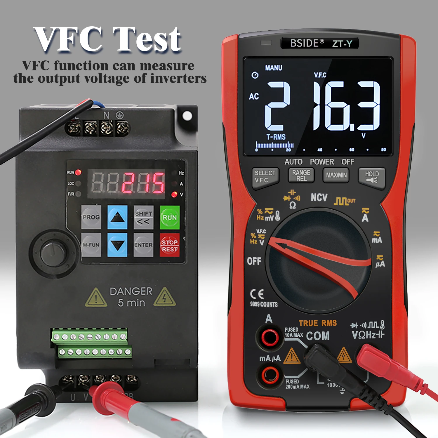 Multimetro digitale professionale True-RMS 9999 Display a 3 linee Tester analogico voltmetro di corrente condensatore Temp VFC NCV Hz Meter