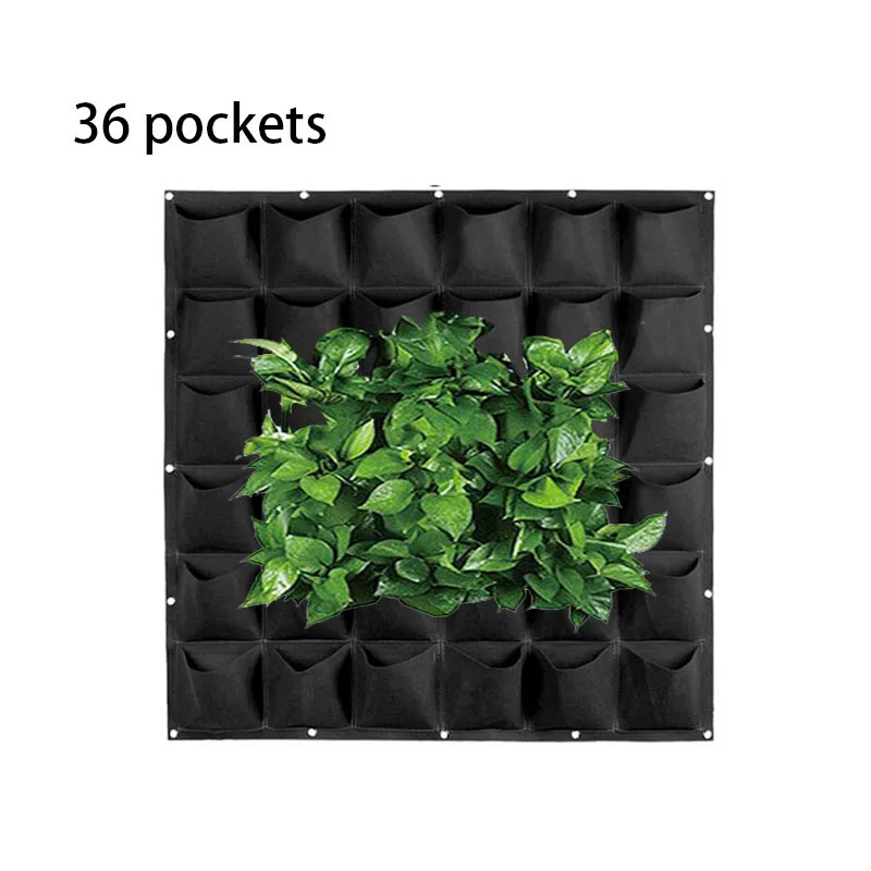 

36 Pockets Vertical Garden bed pots flower grow bags Wall-mounted Hanging Planting Bag Black Non-woven Fabrics Vegetable Yard S1