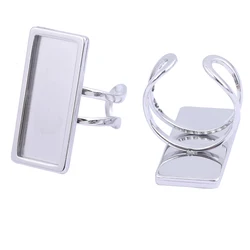 5pcs Stainless Steel Fit 10x25mm Rectangle Cabochon Ring Base Settings Diy Rings Bezel Blanks For Jewelry Making