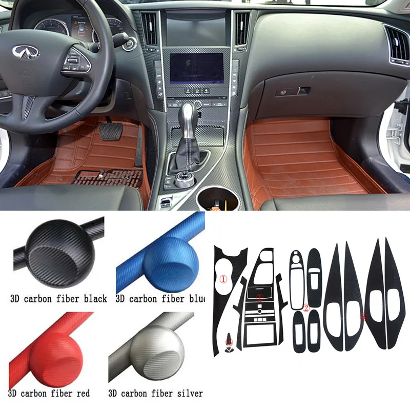 Car-Styling Car Interior Center Console Color Change Carbon Fiber Molding Sticker Decals For Infiniti Q50/Q50L 2014-2018