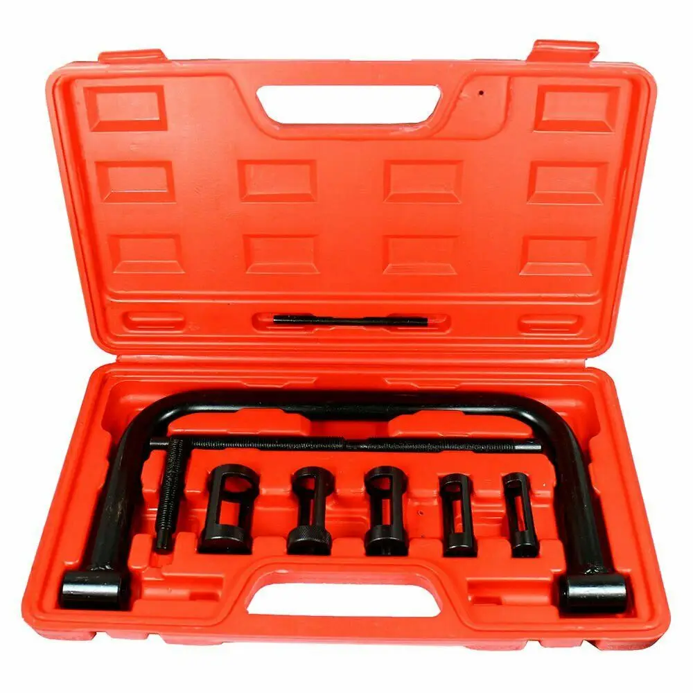 10pcs Valve Spring Removal Tool with Solid C Clamp, 5pcs Collet Pusher Adapters for Motorcycle, ATV, Car, Small Engine Vehicle