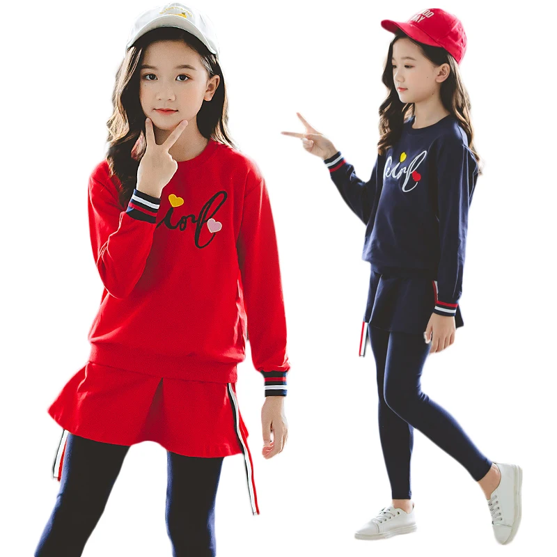 Special Offer Children's Fall Suit 2019 Girls Long Sleeve Tops + Culottes 2 Pcs Kids Spring Active Embroidered Clothing Set P111